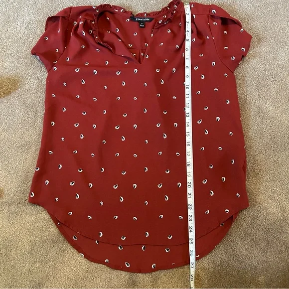 41 Hawthorn Red Blouse with Relaxed Fit and Buttoned Style - Picture 4 of 5